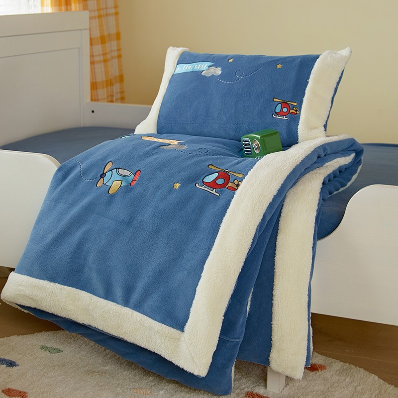 速发冬季牛奶绒单件被20x150xm02幼儿园1罩儿童三件套加厚