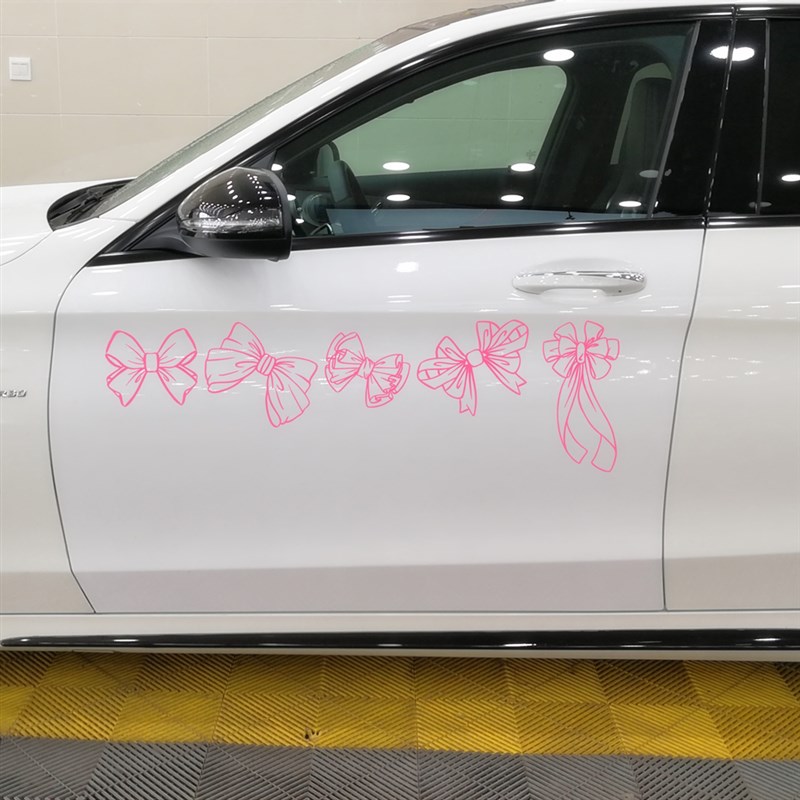 速发汽车贴纸车门大蝴蝶结玫红发夹贴纸可爱汽车装饰拉花司机