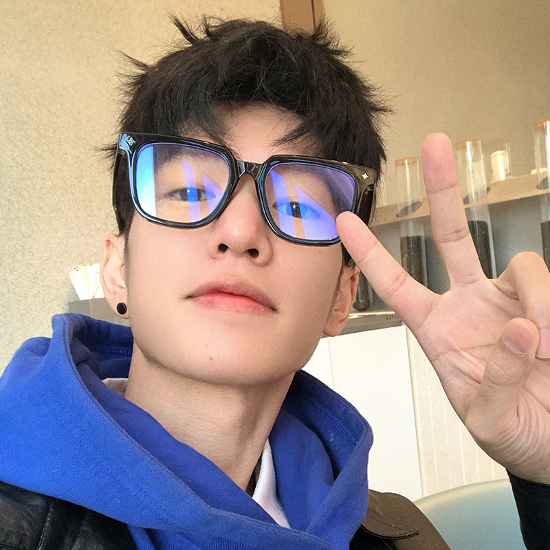 速发黑款男框潮框视网上配有度数痞帅粗近大框框大脸
