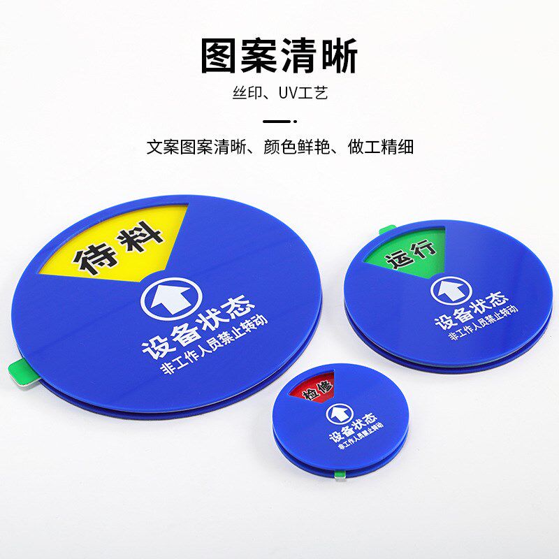 速发亚克力设备状态标识指 旋转磁铁机器设备状态运行 管理分区牌图片
