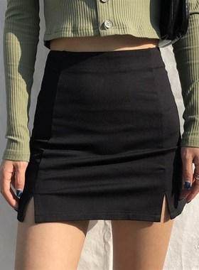 速发Skirts W oBla Split Offe Ladies   High sWt Ele