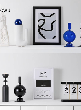 速发轻莱因蓝软装高级感克奢饰柜艺术摆件客厅玄关装酒品创意礼品