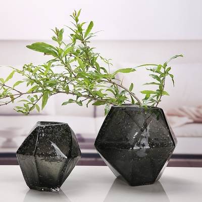 速发。欧式复古室摆花瓶 简约气泡玻璃插花器家居客厅卧几何件装