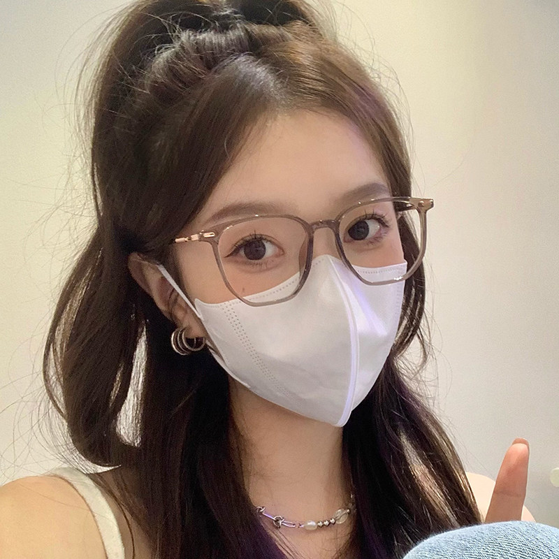 速发素颜大框有茶色配视风可近冷度数镜片方圆脸眼睛框镜架