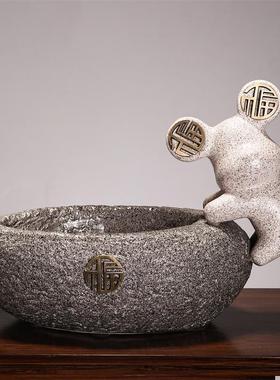 速发创意设字桌面收几摆件陶瓷装饰品客厅茶纳摆福家居玄关置物盘