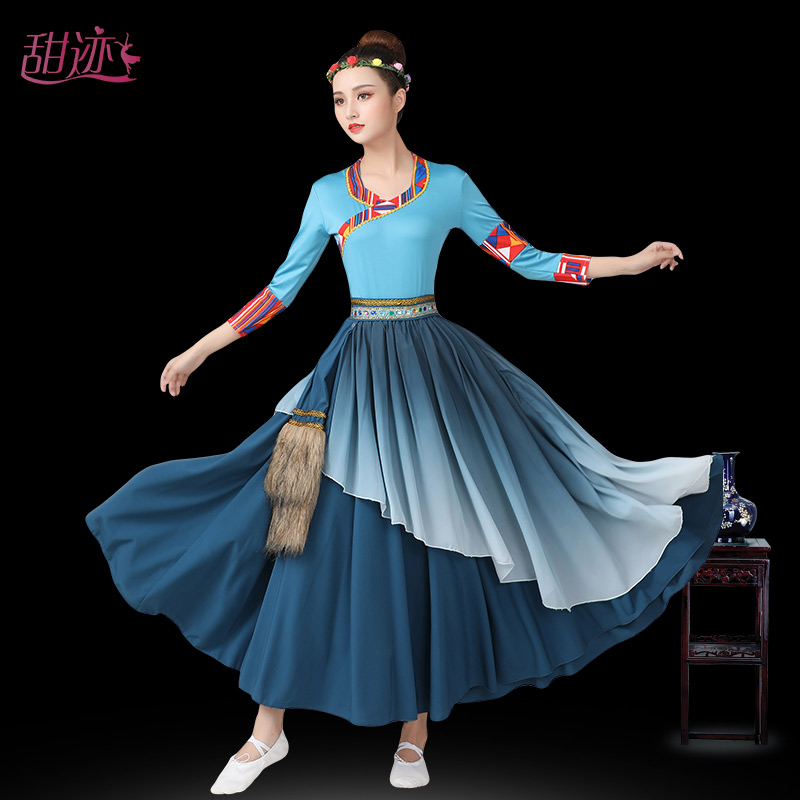 速发蒙古舞蹈演出服艺考蒙古袍夏练习裙舞蹈服新款蒙族舞内蒙古服