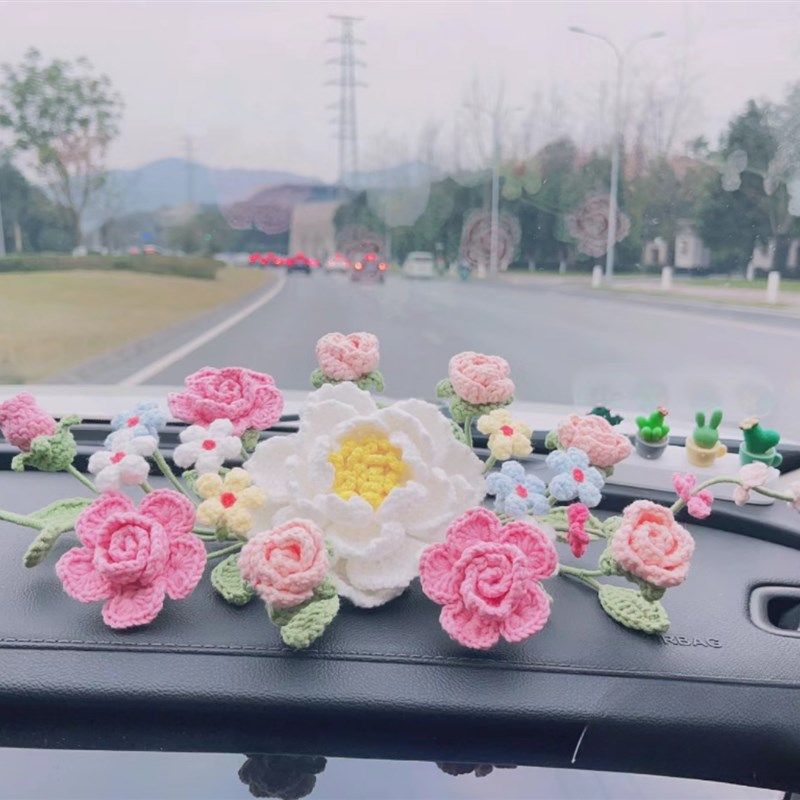 速发毛线钩织一路生花手工编织花束材料礼自制意创车载摆件包物