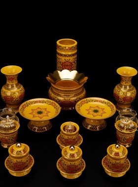 速发用品 供佛套装 杯前供水供佛瓶花果盘香炉熏香炉供佛油灯包邮