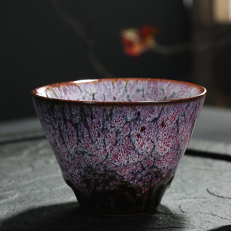 速发窑变大号防功茶杯品人主人烫夫个茗杯斗笠单杯建盏茶碗可印刷