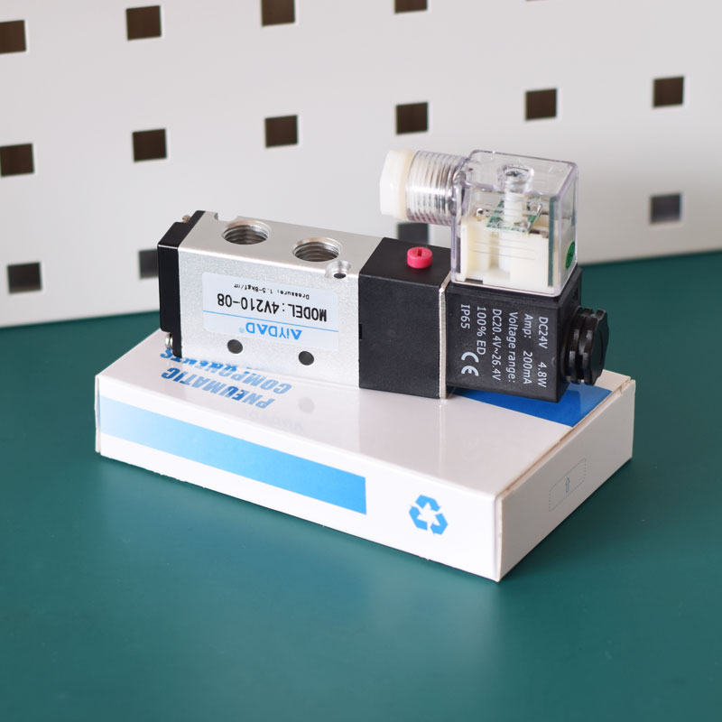 速发气动圈磁阀4V210单电控二位五通开关换向24VA电220V线C阀体接