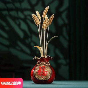 速发全铜麦穗摆件高麦公司乔礼迁物开业送礼中式办公室桌面装饰品