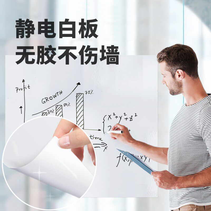 速发不墙墙软白板鸦贴纸静电免胶家用儿童墙面涂伤写字贴膜可移除