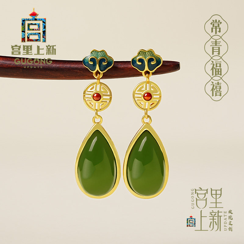 宫里上新正品天然和田玉耳钉