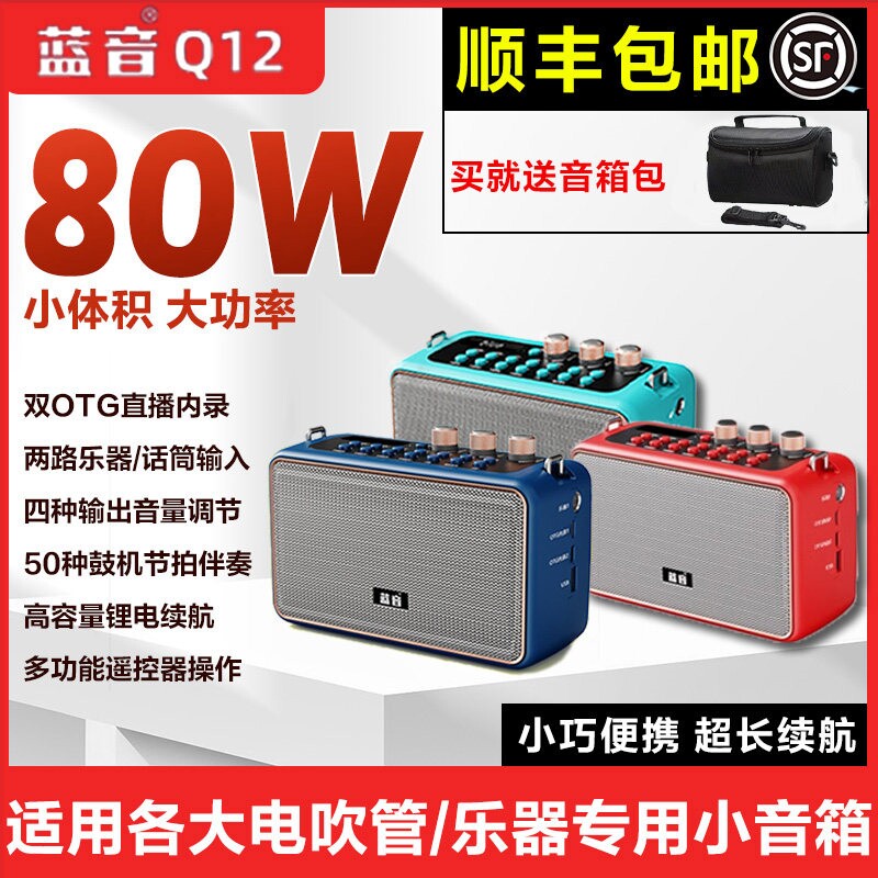 蓝音Q12电吹管专用小音响萨克斯乐器专业音箱户外便携迷你木吉他