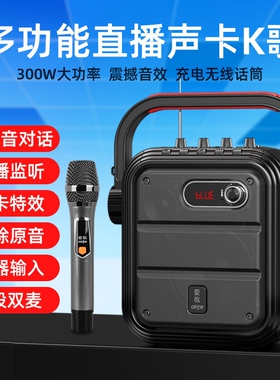 爱歌TX02户外音箱k歌声卡直播广响蓝牙移动便携式唱歌专用场舞音