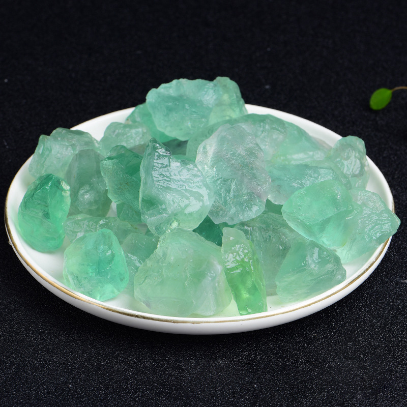 天然水晶原石绿萤石标本原矿优质矿物晶体矿石扩香石客厅桌面摆件