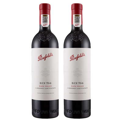 奔富BIN704美国原瓶进口红酒赤霞珠干红葡萄酒750ml*2瓶正品行货