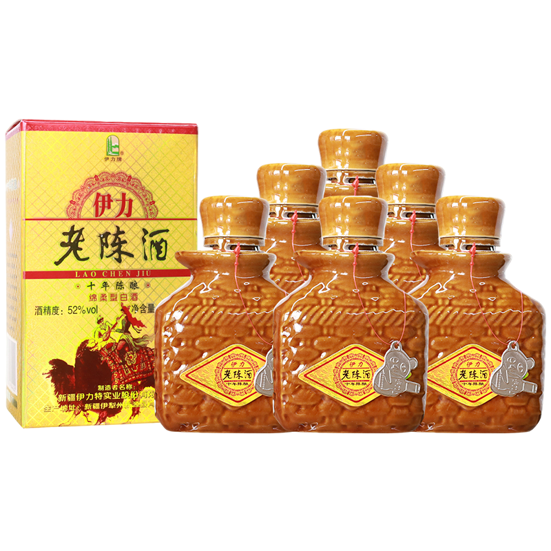 新疆伊力特十年陈酿老陈酒绵柔型白酒52度250ml*10瓶半斤礼盒正品
