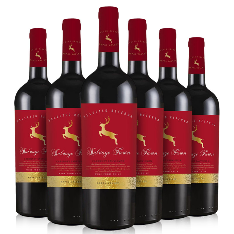 托罗山野鹿红酒智利原瓶进口赤霞珠干红葡萄酒750ml*6瓶正品