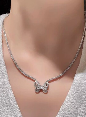 925纯银气质名媛高级感蝴蝶项链