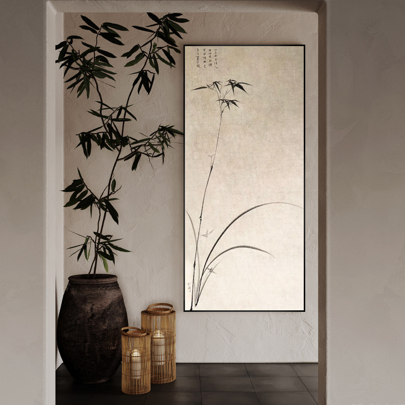 宋氏美学中式挂画新中式装饰画寓意好客厅玄关背景墙壁画竹子竖版