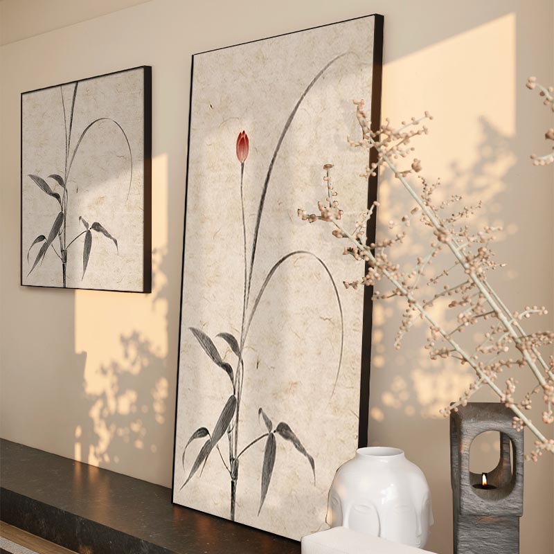 宋氏美学中古风挂画新中式沙发背景客厅落地画茶室玄关装饰画兰花