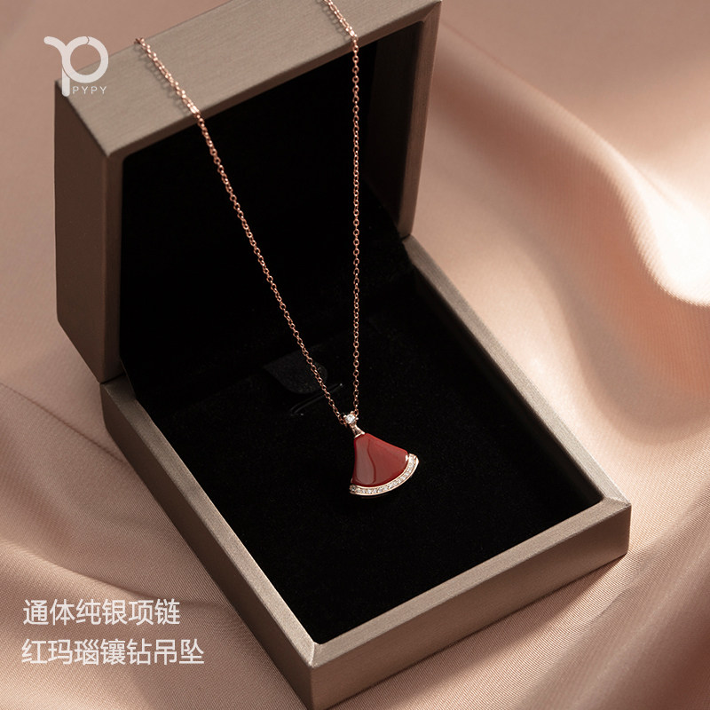 项链送妈妈母亲节礼物纯银红玛瑙吊坠送婆婆长辈首饰生日礼物走心