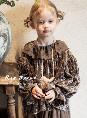 ryebread/黑面包童装 韩系刺绣花瓣领女小童花苞袖娃娃衫SA4春秋