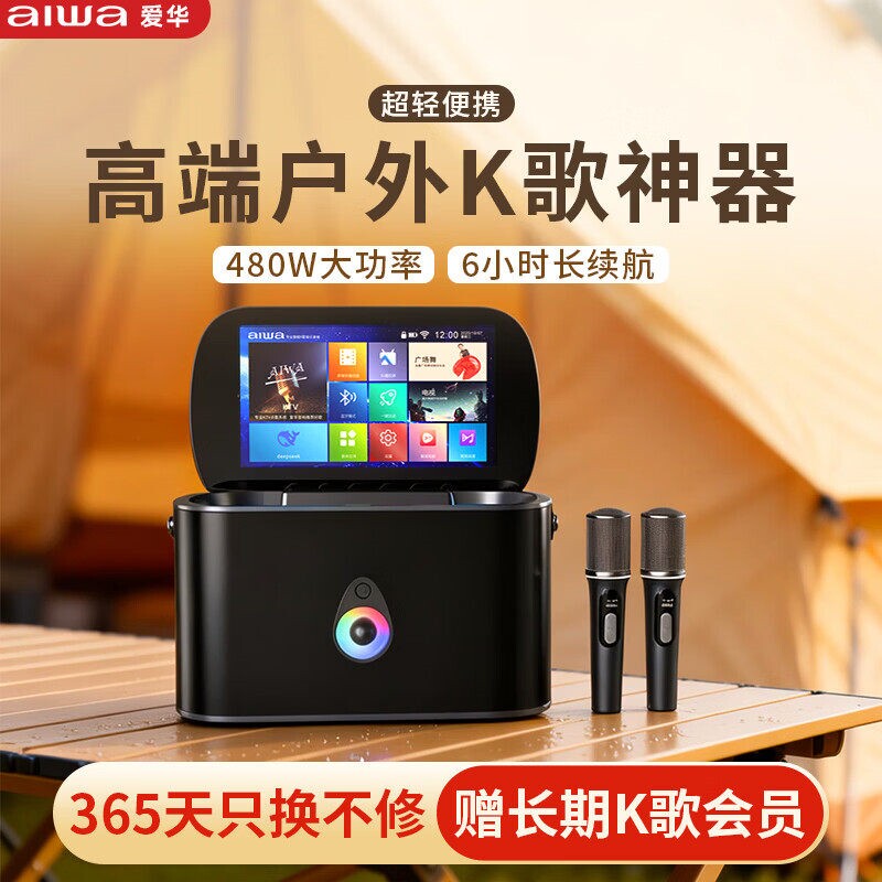 aiwa 爱华家庭ktv音响套装户外音视频k歌一体机双麦响音箱广