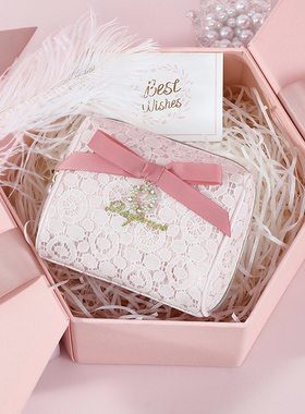 日本Raiponce蕾丝蝴蝶结迷你化妆包小号便携女随身补妆口红收纳包