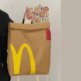 法国FadKaran麦当劳书包纸袋背包女双肩包大容量包包大学生上课包