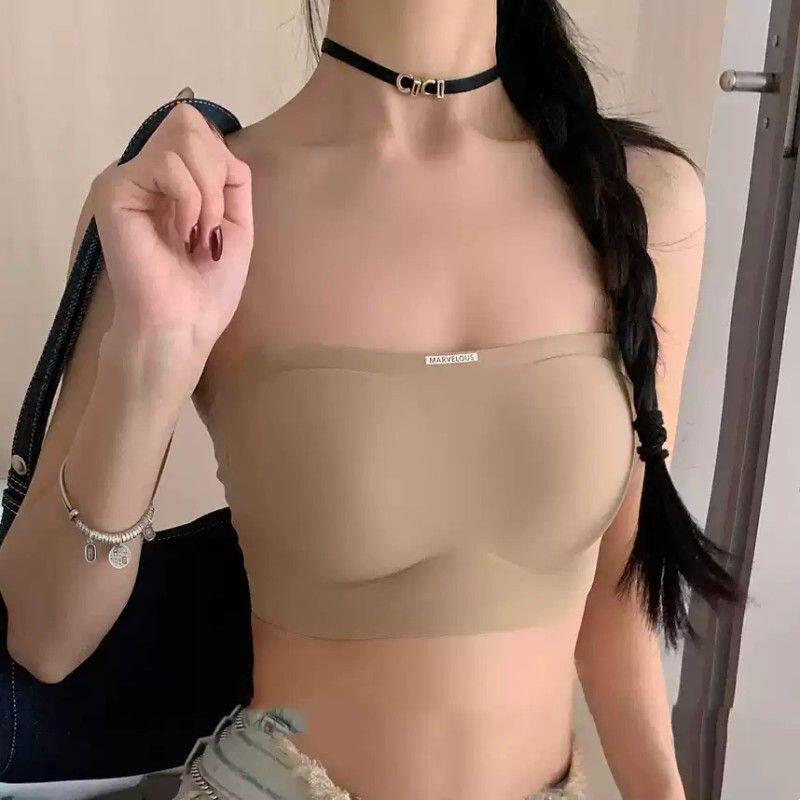 隐形无肩带内衣女防滑聚拢小胸抹胸防走光裹胸婚纱专用无痕文胸罩
