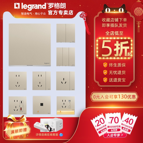 罗格朗10A二三插暗装86型墙壁USB
