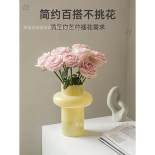 饰道具 ins风简约复古中古玻璃花瓶水培鲜花插花器家居摆件桌面装