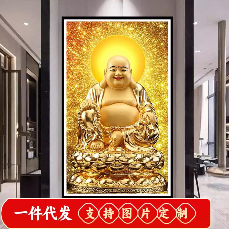 贴钻十字绣圆方钻弥勒佛金身佛像钻石画客厅竖版玄关人物新款满钻