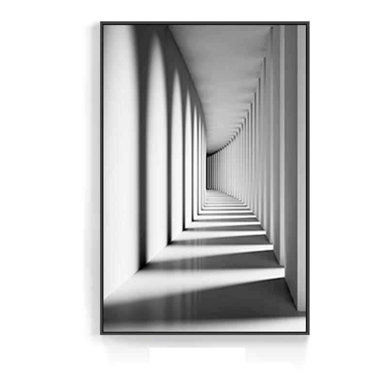 北欧抽象客厅装饰画现代简约抽象画黑白几何建筑工业风挂画玄关画图片