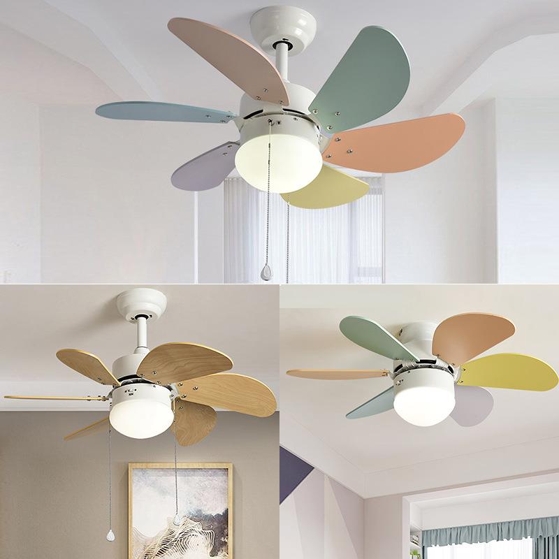 北欧简约风扇灯卧室风扇吊灯餐厅客厅LED吸顶电风扇灯儿童吊扇灯