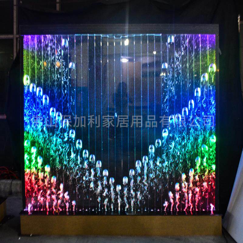 水幕墙酒柜屏风客厅鱼缸 装饰玄关隔断流水墙 亚克力气泡墙加湿墙
