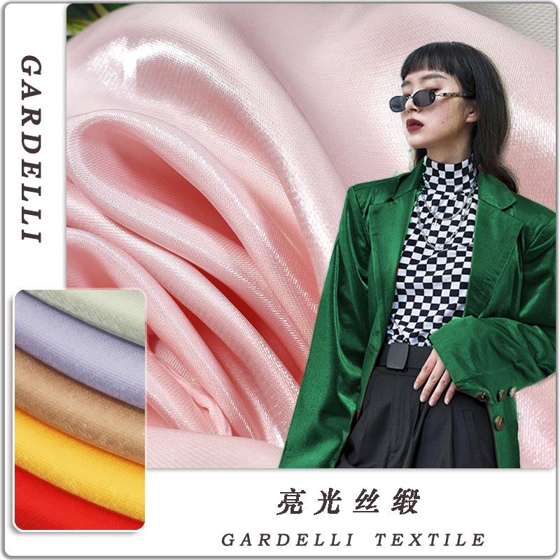 亮光液态水光缎面 闪光水晶丝缎 挺括金属丝绸婚纱礼服设计师面料