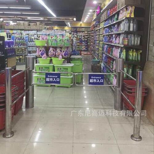 供应圆柱护栏红外感应双开单项门 不锈钢自动单向摆闸 三辊闸转轴