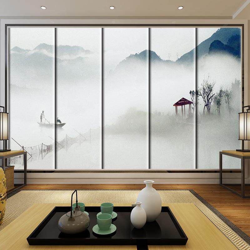 新中式现代简约风格硬包水墨个性壁画沙发卧室客厅床头背景墙软包