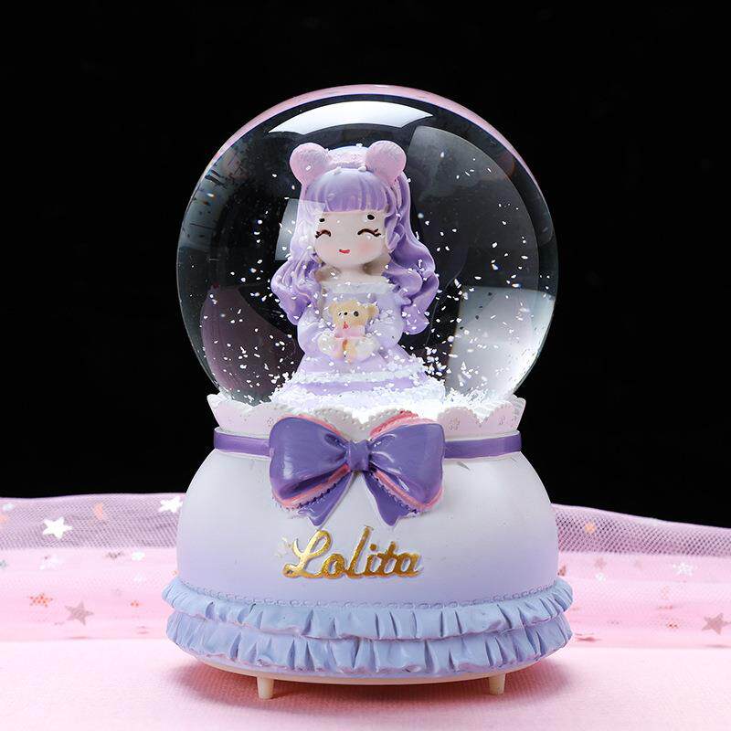 多款卡通情侣水晶球树脂摆件少女心飘雪水球八音盒儿童玩具音乐盒