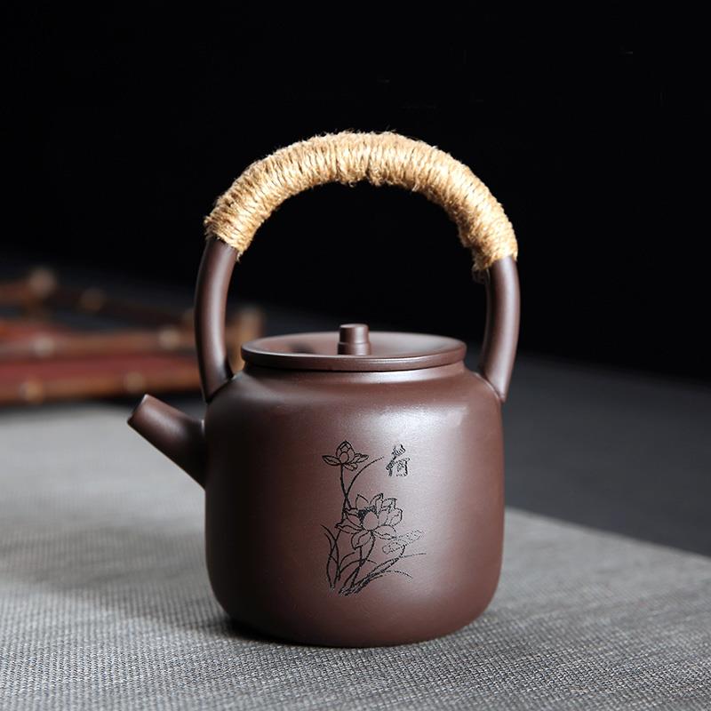 xyt紫砂提梁壶陶瓷凉水壶泡茶壶带过滤网家用定 制功夫茶具单壶刻