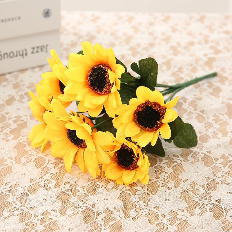 景硕仿真花太阳花绢花向日葵家居装饰摆件婚礼手捧花田园风假花