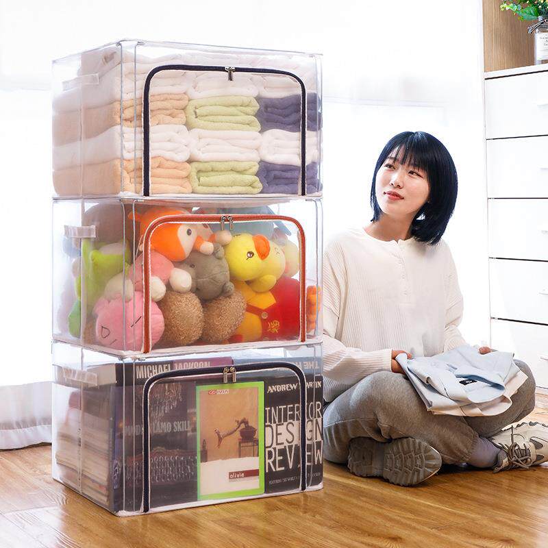 优芬pvc收纳箱钢架箱棉被衣服储物箱卧室居家大容量百纳箱家用