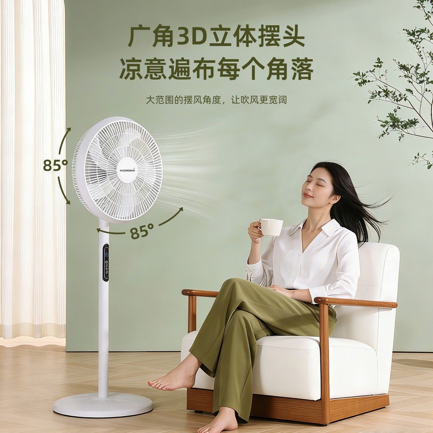 申花电风扇落地式家用落地扇定时