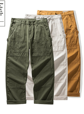 OKONKWO帆布铁道工人裤多口袋工装长裤男女款米白攀登户外工作裤