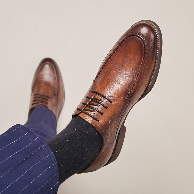 6493 男鞋2026春季皮鞋男款男士真皮头层牛皮商务休闲皮