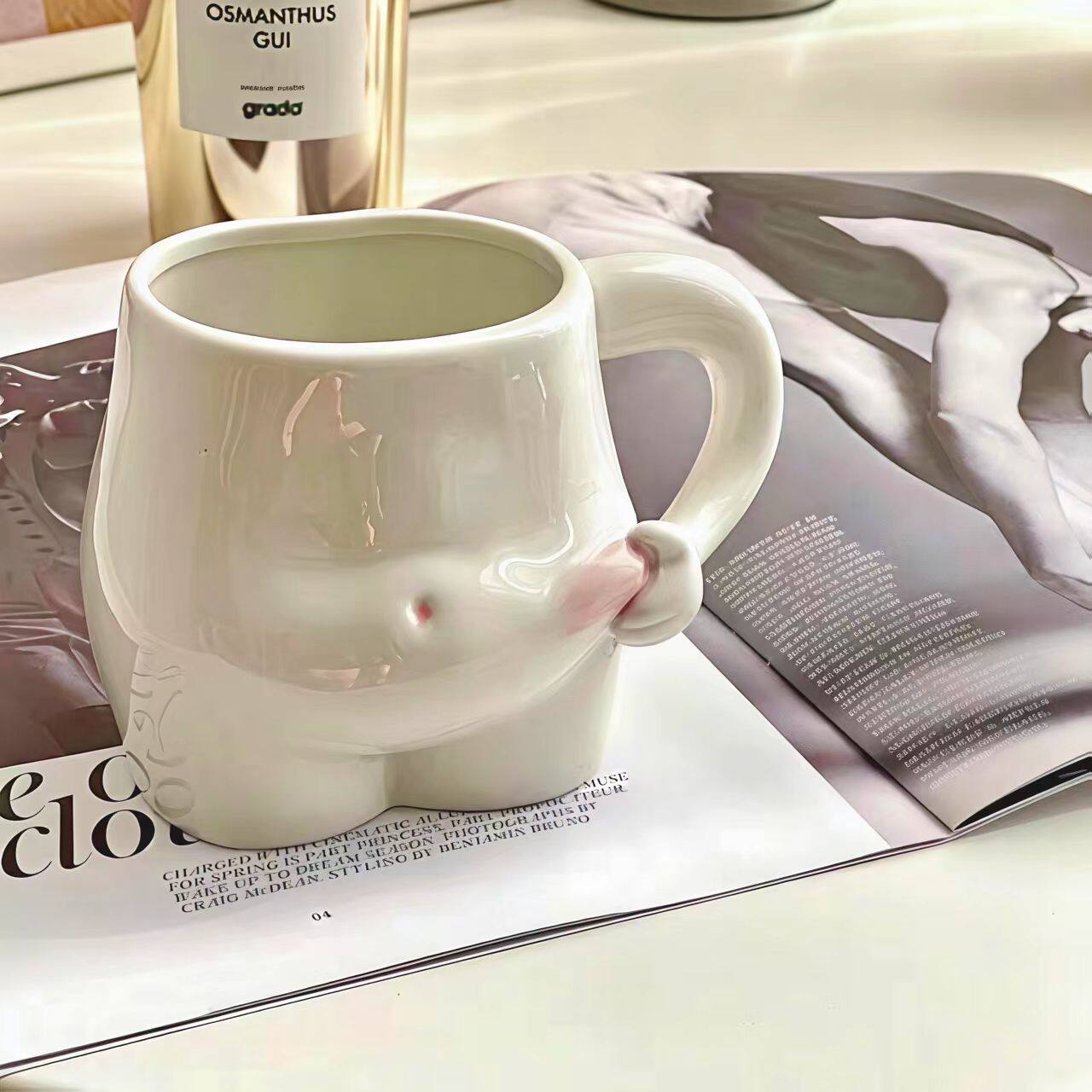 捏肚肚杯创意搞怪捏肚子咖啡杯子稀奇古怪马克杯陶瓷情侣水杯夏日