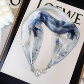 珍珠项链磁扣懒人丝巾女2022新款 锁骨链颈饰领巾脖子颈带搭配衬衫